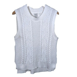 Joie Sweater Vest Women’s XL White Cable Knit Top Fisherman Vest Preppy College